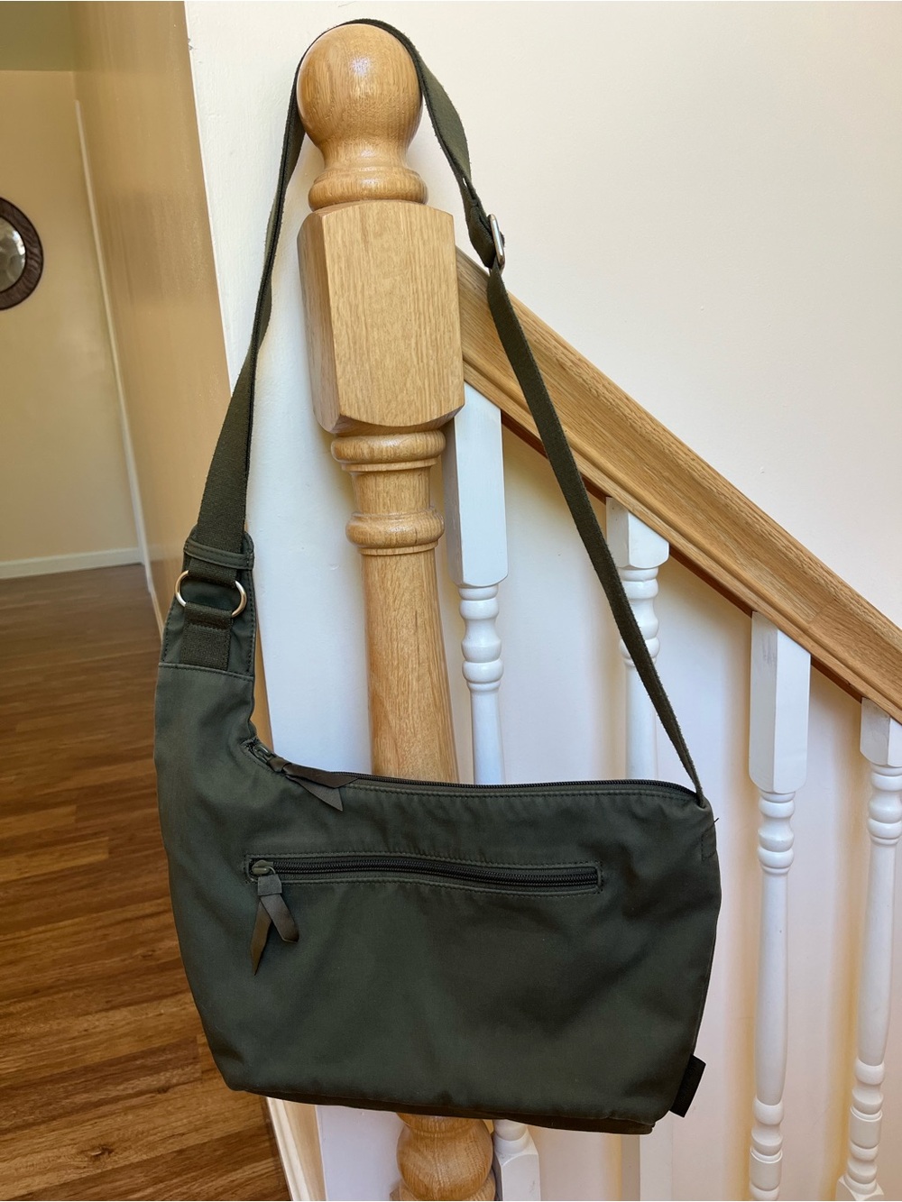 Vera Bradley Crossbody Sling Bag Recycled Cotton Green With Floral Lining